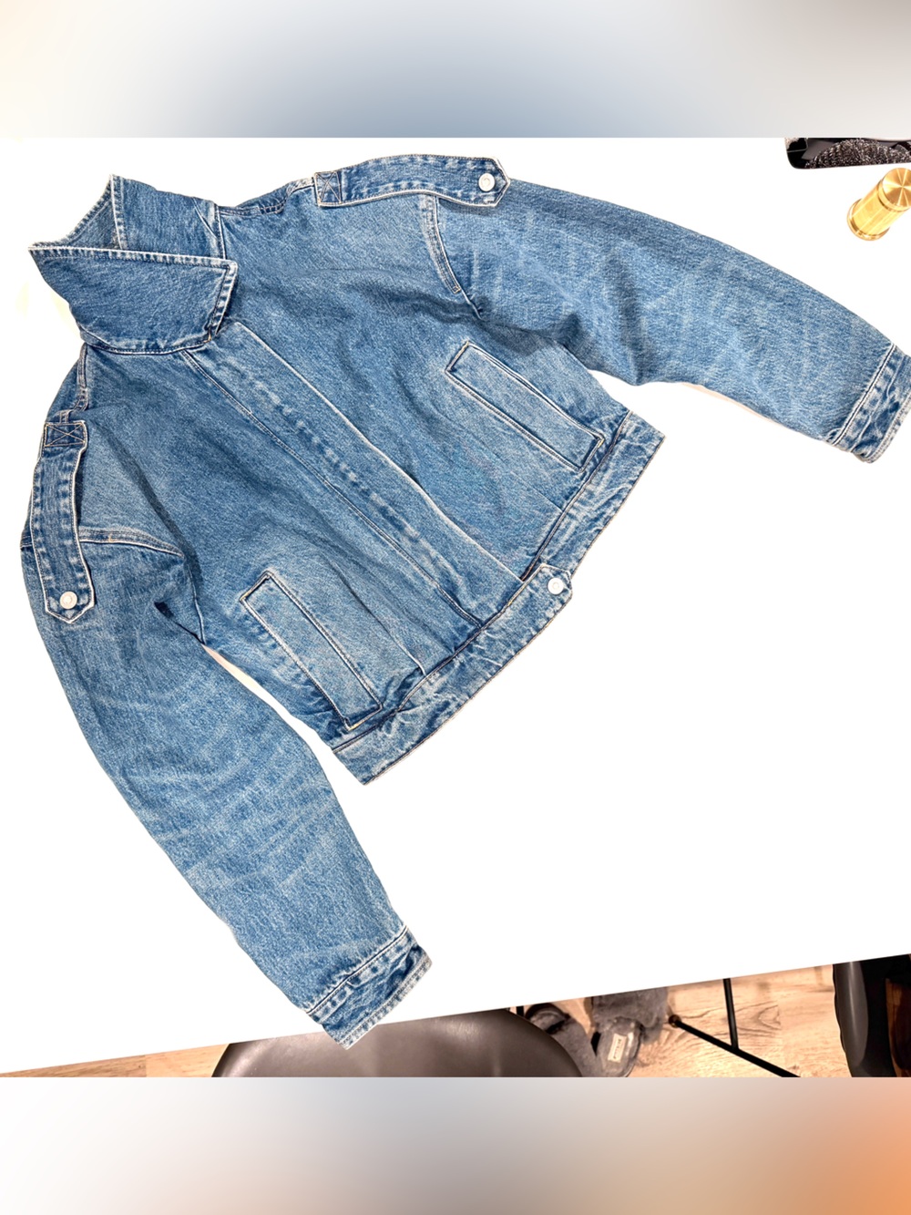 Zara Blue Denim Jacket with Shoulder Tabs